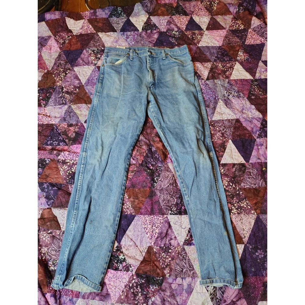 Vintage Y2K Wrangler Jeans Mens‎ 34x33 Blue Premium Cowboy Cut 13MWZ - Picture 3 of 10